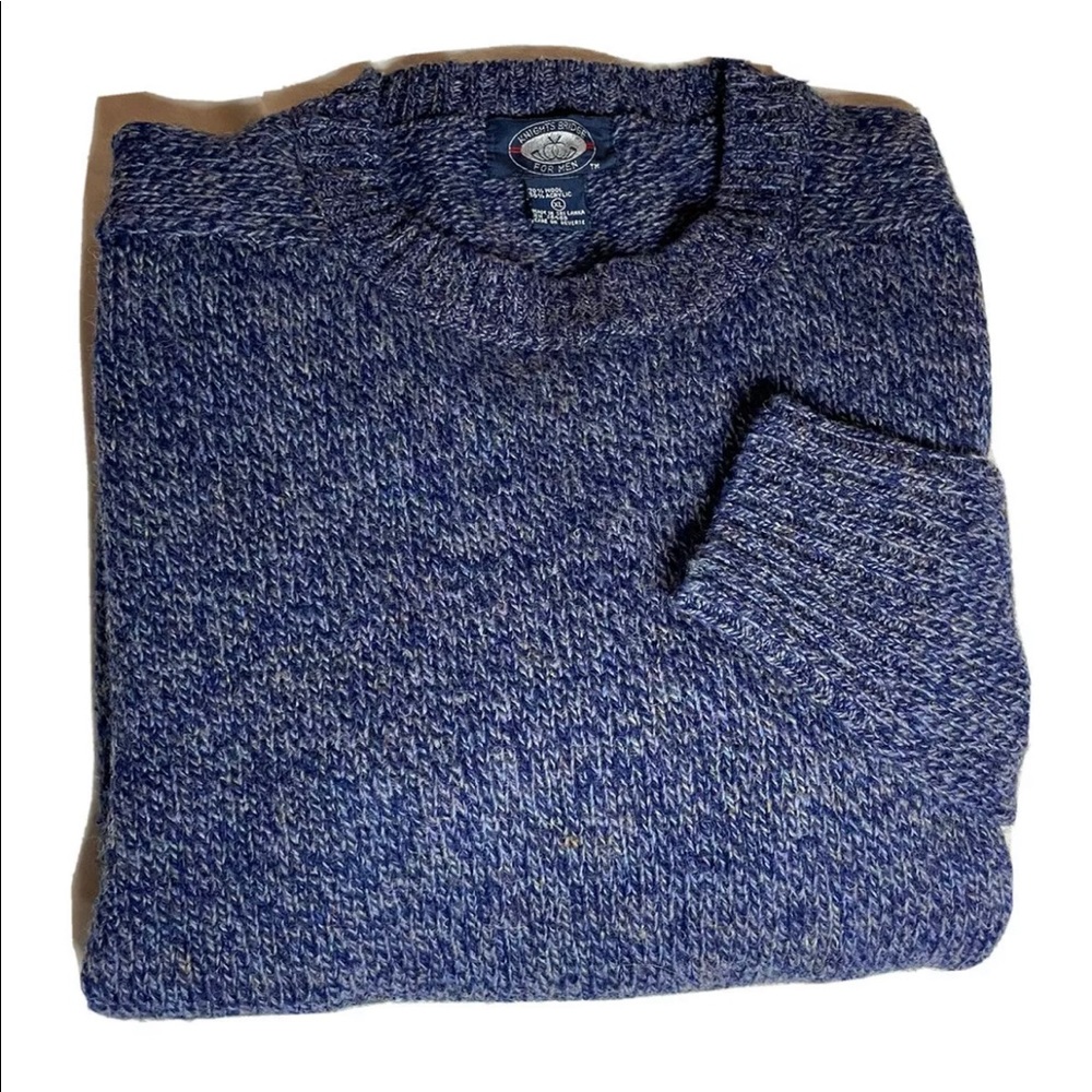 Vintage Men’s Wool Sweater Knights Bridge XL Blue Crew Neck Excellent Condition